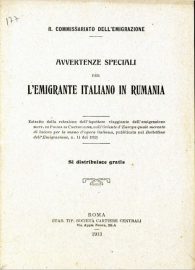 Coll.-177-Commissariato-dellemigrazion-Avertenz-speciali-per-lemigrante-Italiano-in-Rumania-ocietà-Cartier-Centrali-Roma-1913